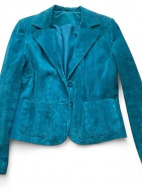 Teal Suede Blazer Jacket - Women